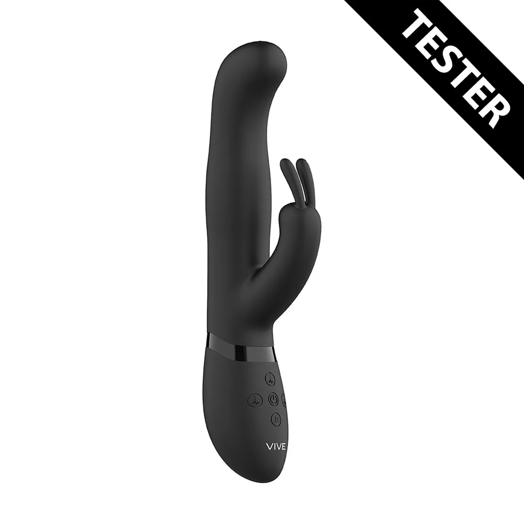 Izara - Draaibare Kralen Konijn Vibrator - Zwart - Tester