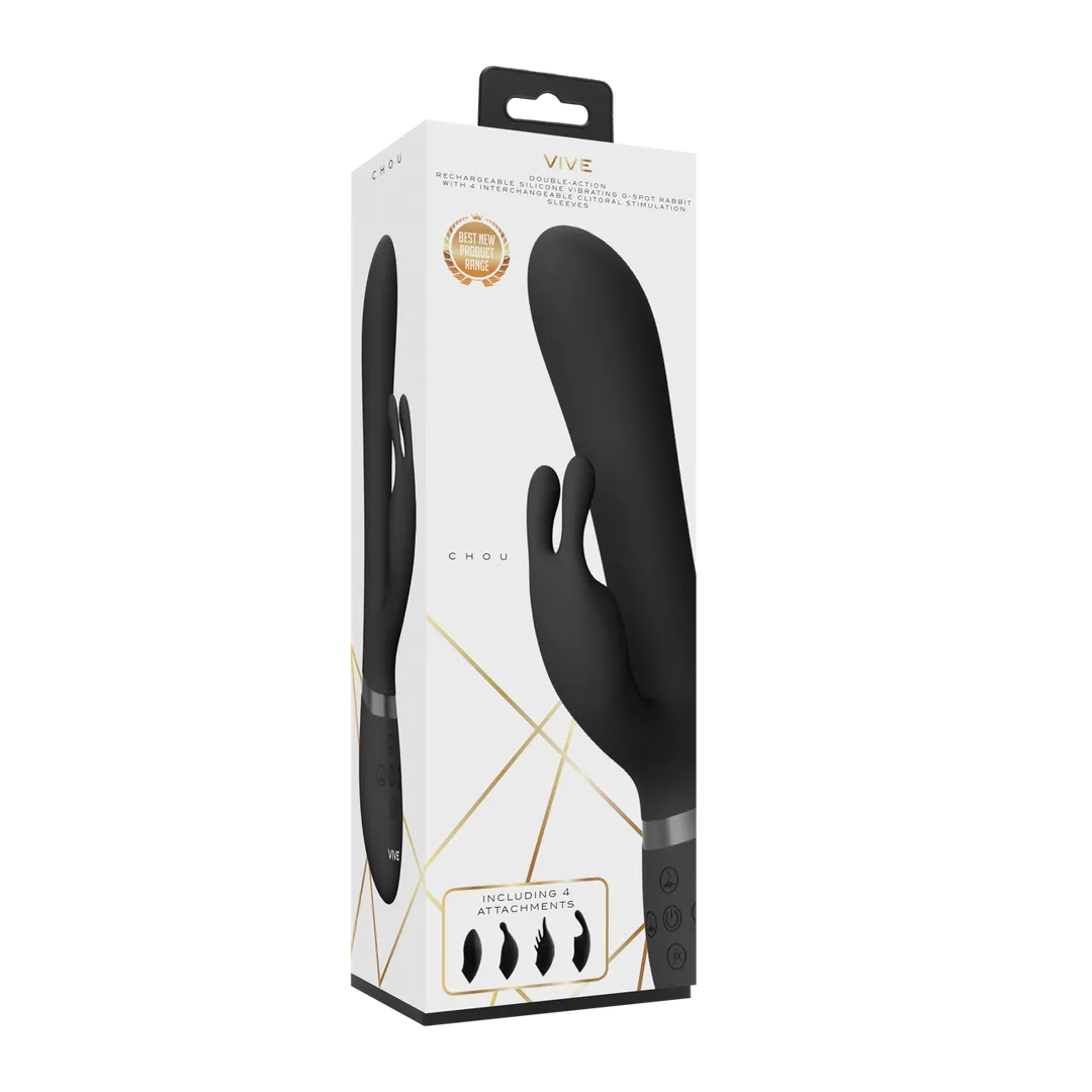 Chou - G-Spot Rabbit  Clitoral Stimulator - Zwart