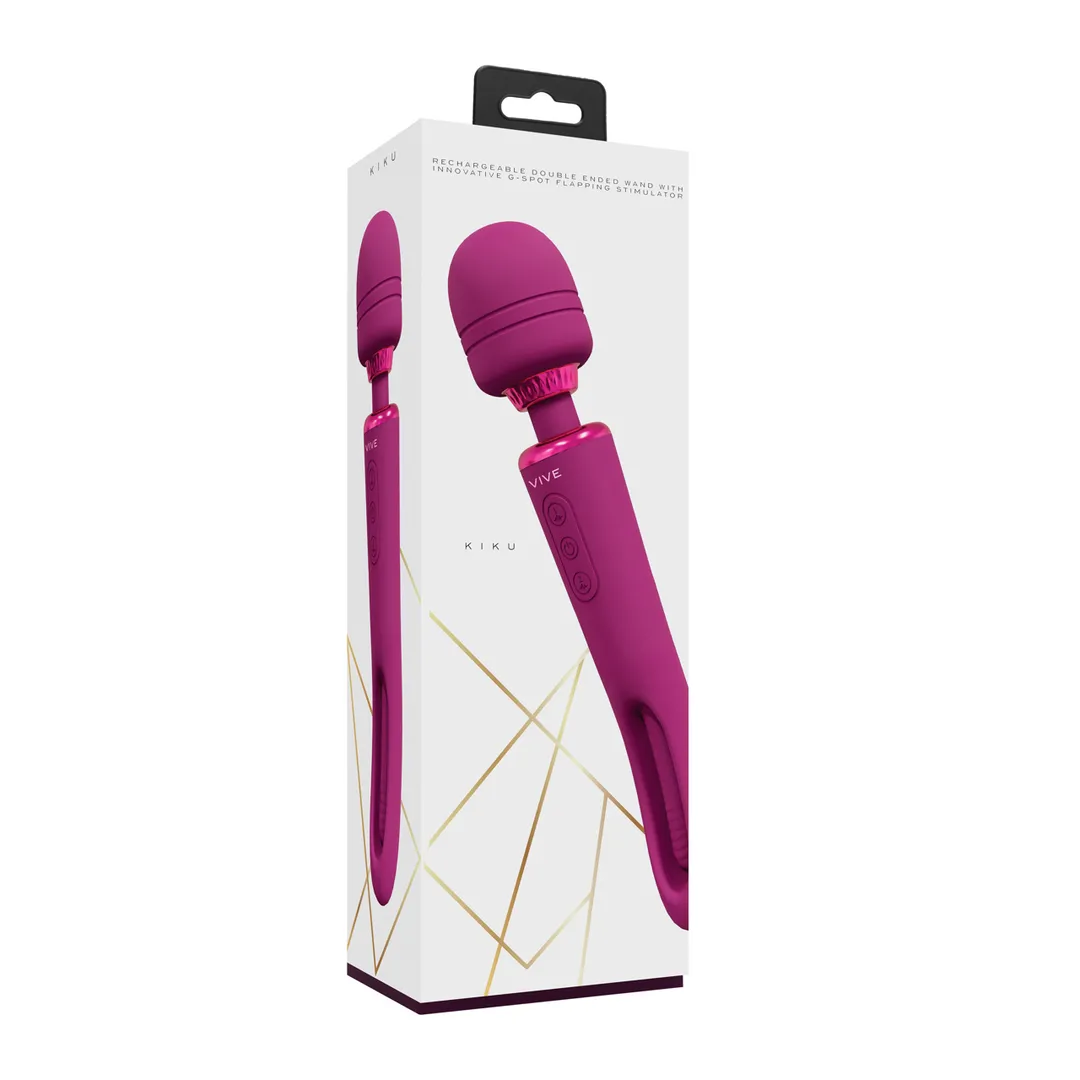 Kiku - Dubbelzijdige Wand met Innovatieve G-Spot Flapper Stimulator - Roze