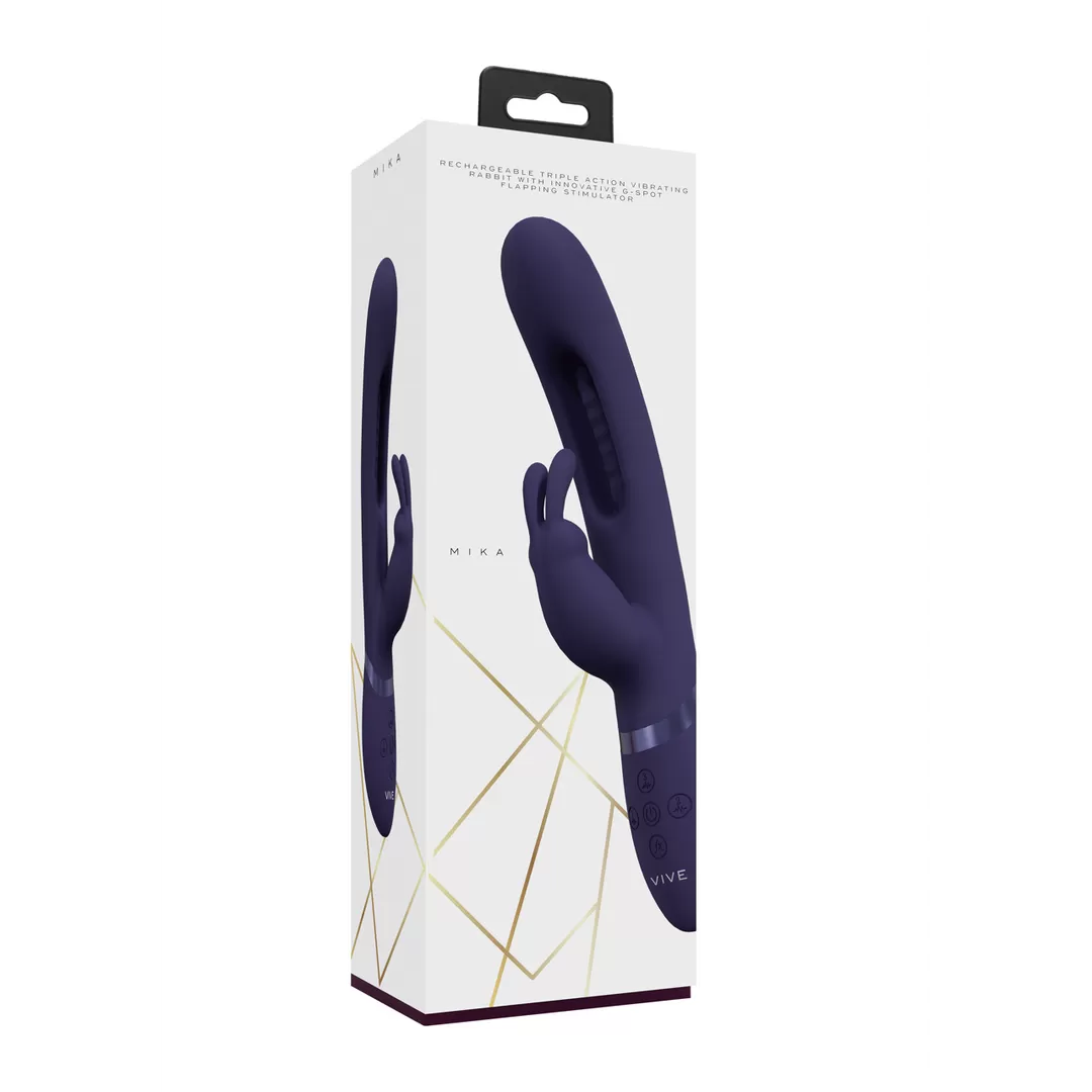 Mika - Triple Motor - Vibrerende Rabbit met Innovatieve G-Spot Flapper Stimulator - Paars