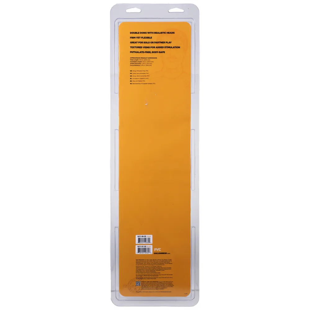Geaderde Double Header - Dildo met Dubbele Einden - 18 / 45 cm