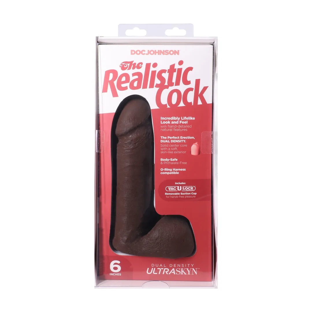 Realistische Cock met Ballen - Verwijderbare VacULock Zuignap - ULTRASKYN - 6 / 16,5 cm - Chocolade