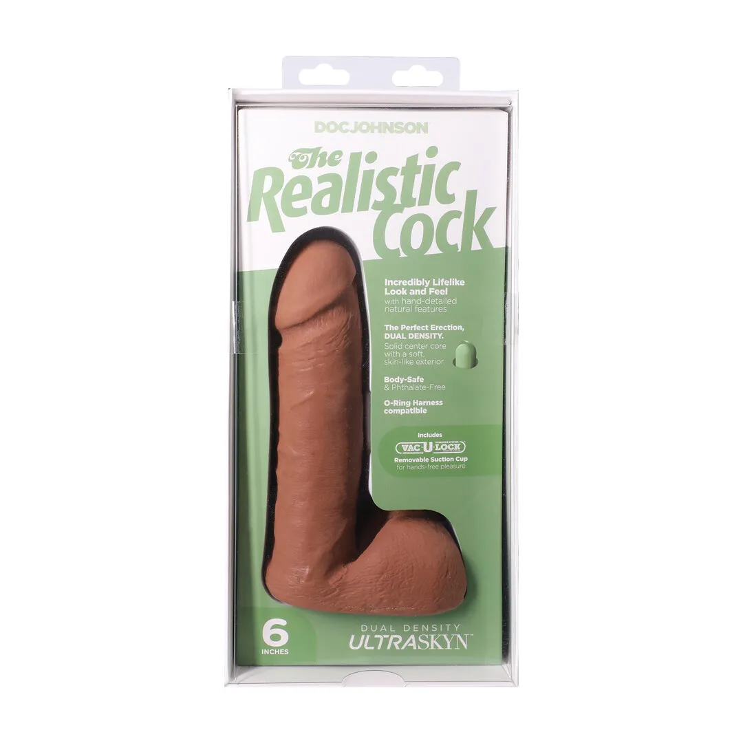 Realistische Cock met Ballen - Verwijderbare Vac-U-Lock Zuignap - ULTRASKYN - 6 / 16,5 cm - Karamel