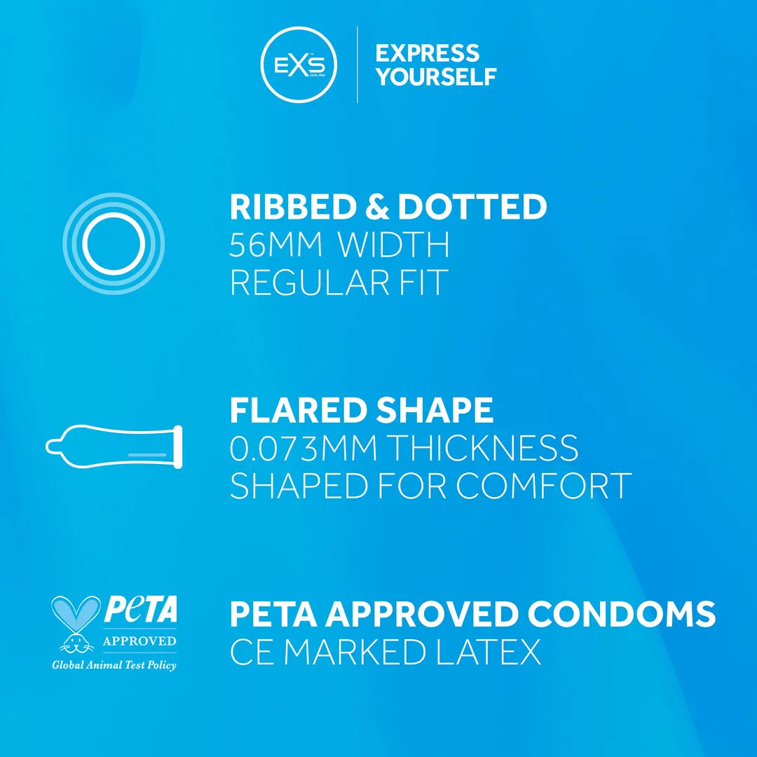 EXS 3 in 1 - Geribbeld, Gevuld en Uitgebreid - Condoms - 100 Stuks