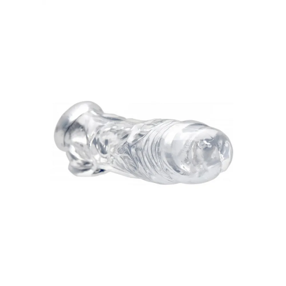 Realistische Heldere Penis Sleeve en Ball Stretcher