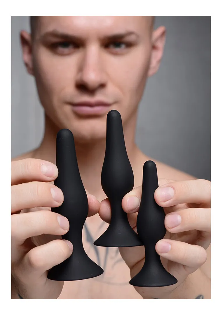 Triple Spire - Tapered Silicone Anale Trainer Set - 3 Stuks - Zwart