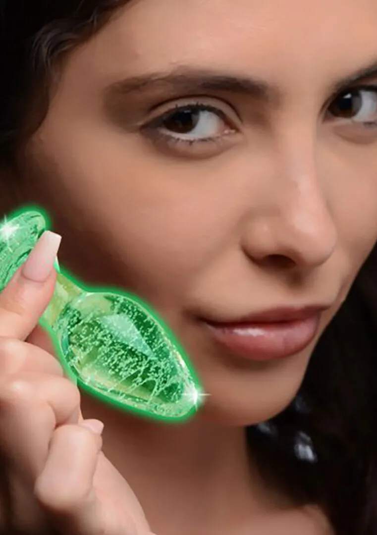Glow-In-The-Dark - Glazen Buttplug - Klein