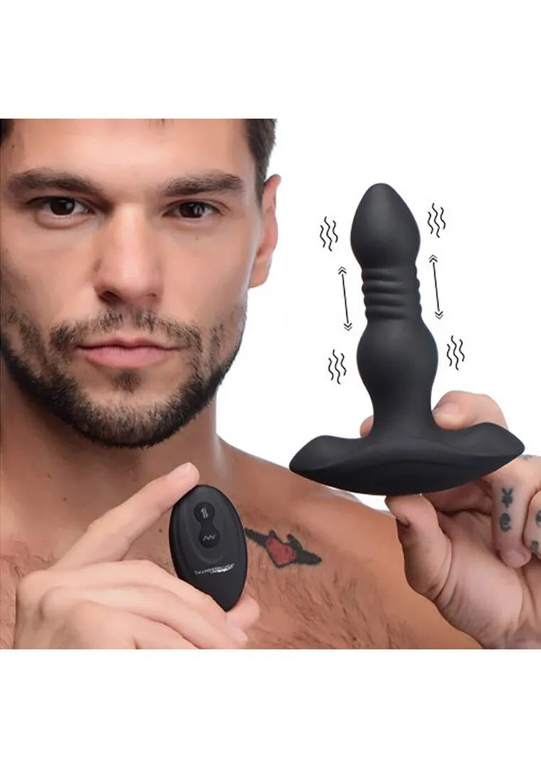 Vibrerende en Duwende Siliconen Butt Plug met Afstandsbediening