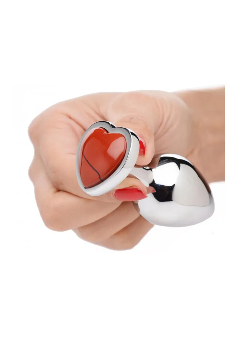 Rode Jaspis Hart - Butt Plug - Medium
