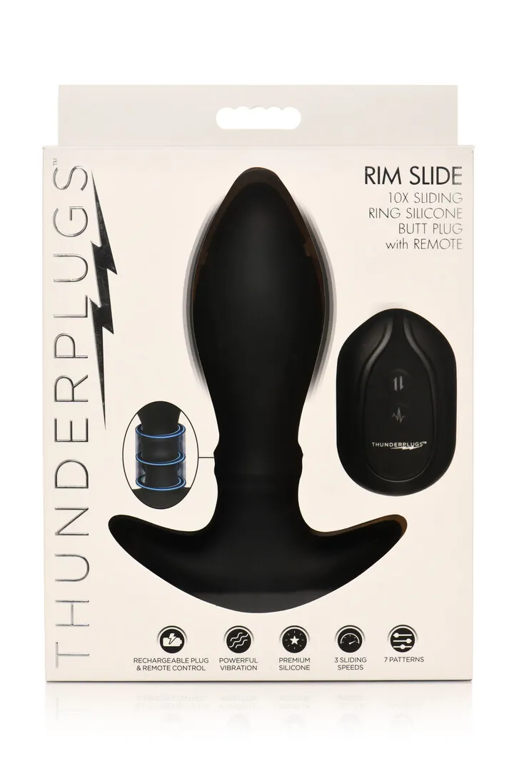 Rim Slide - Sliding Ring Silicone Butt Plug - Zwart