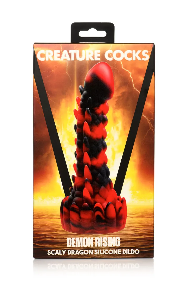 Demon Rising - Schubben Draak Siliconen Dildo - Rood/Zwart