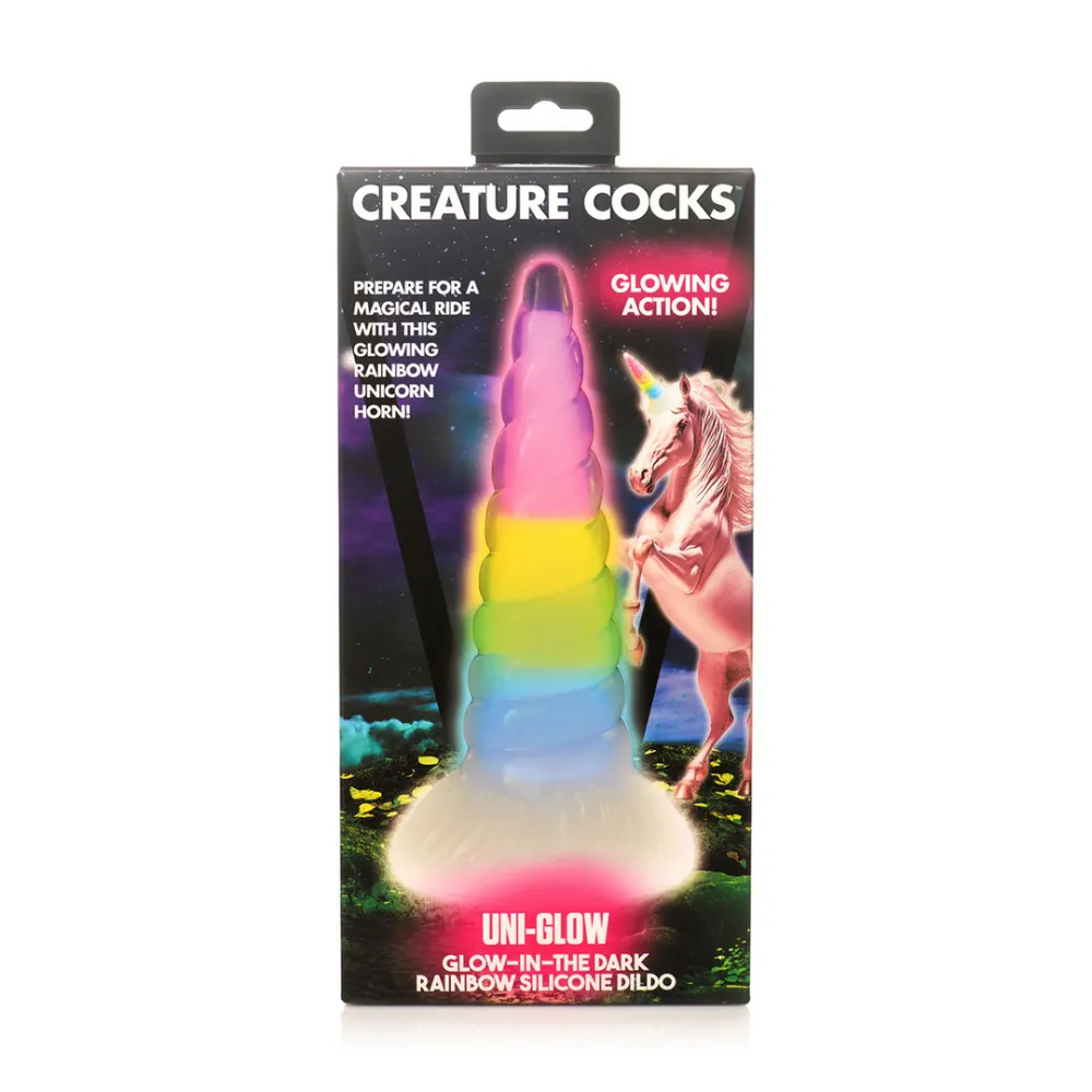 UniGlow - Glow-in-the-Dark Regenboog Siliconen Dildo