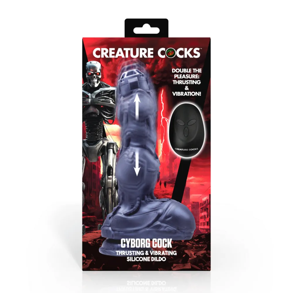 Cyborg Cock - Duwende en Vibrerende Siliconen Dildo - Zilver