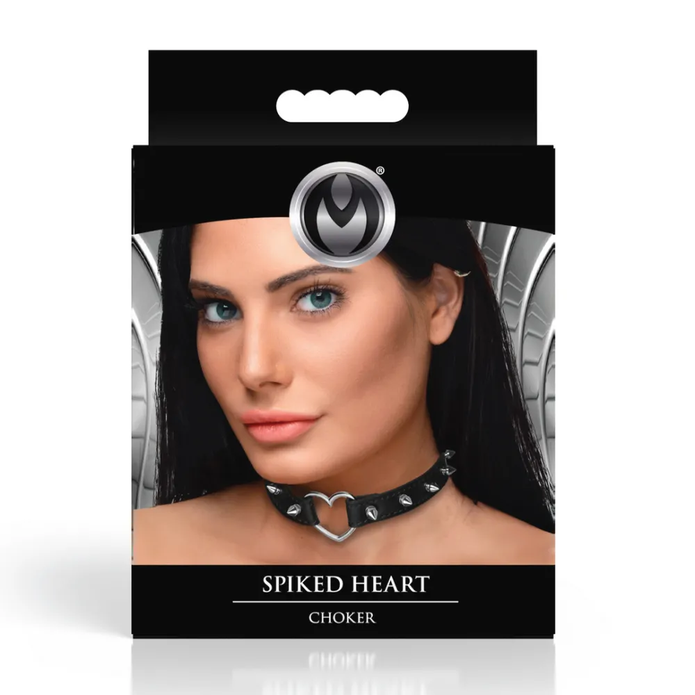 Spiked Heart Choker - Zwart