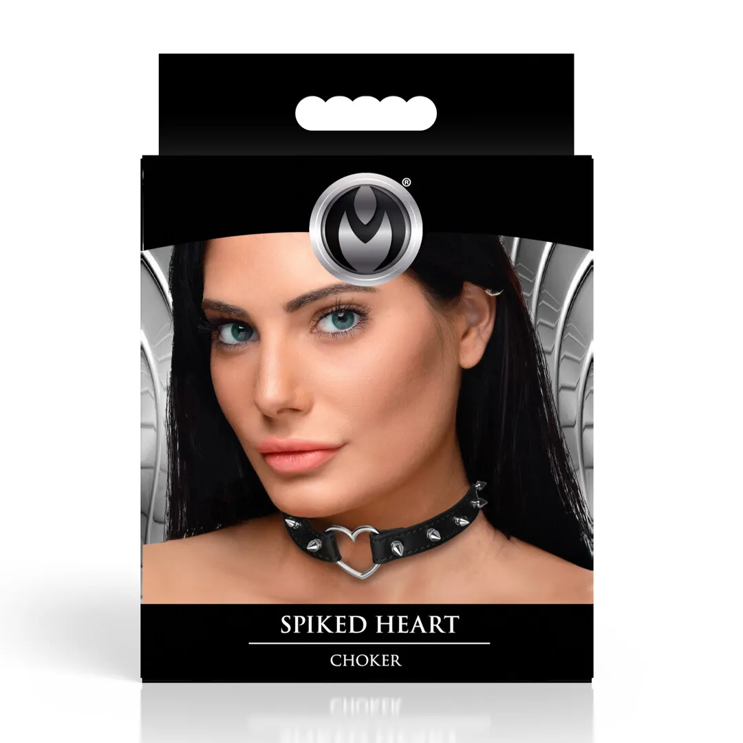 Spiked Heart Choker - Zwart
