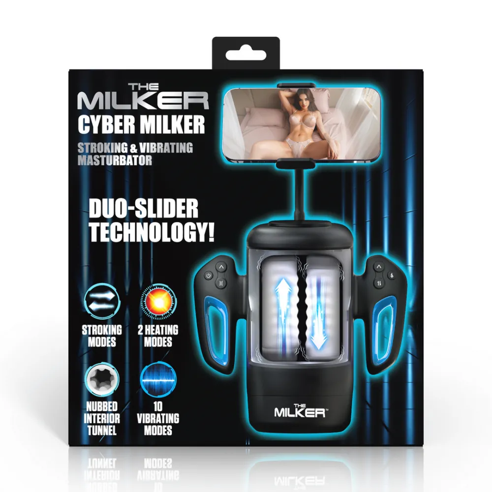 Cyber Milker - Stimulerende en Vibrerende Masturbator met Telefoonhouder - Transparant/Zwart