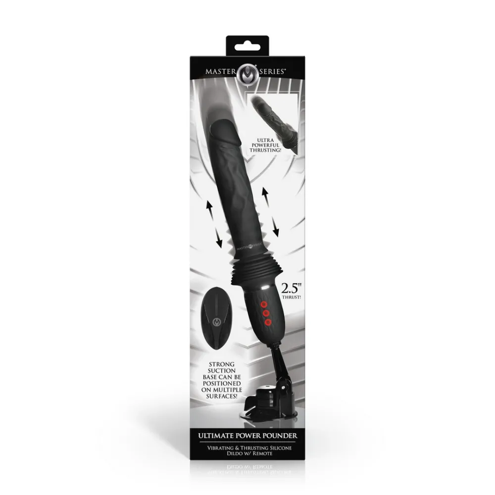 Ultimate Power Pounder - Vibrerende en Duwende Siliconen Dildo met Afstandsbediening - Zwart