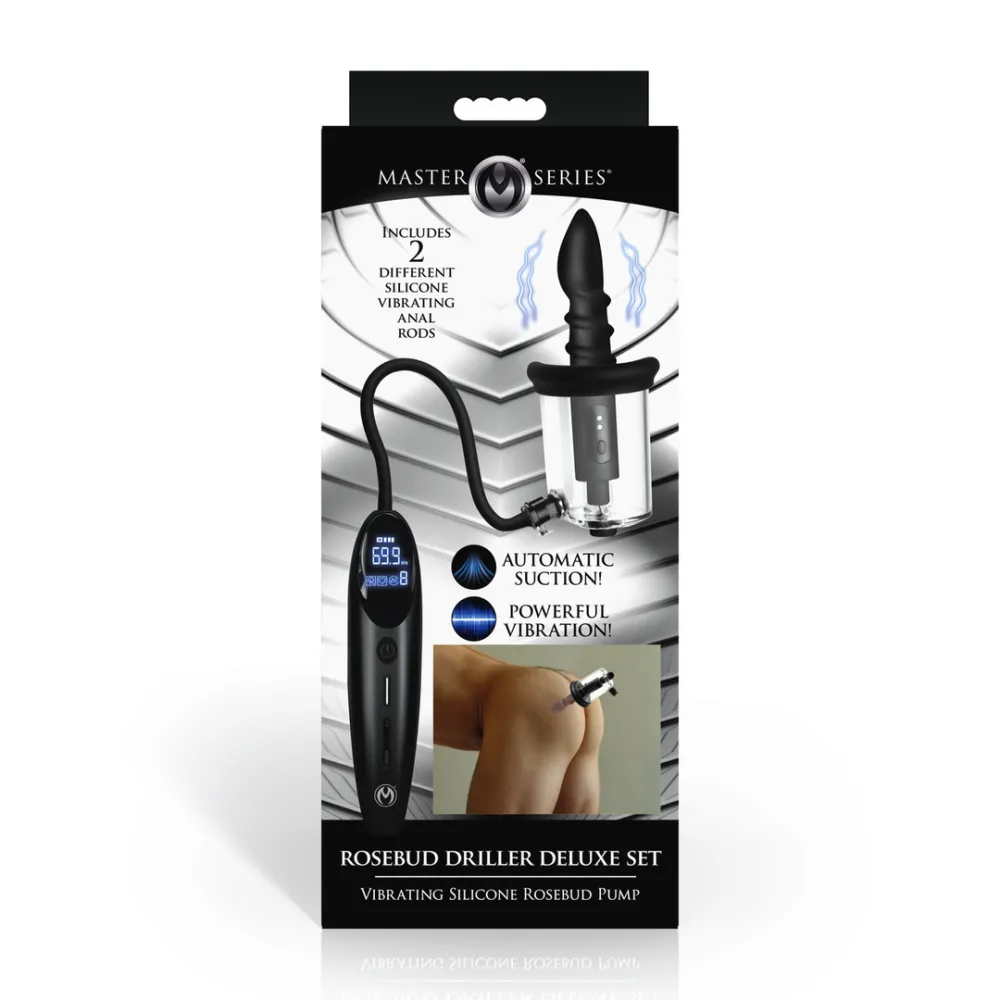 Rosebud Driller Deluxe Set - Vibrerende Silicone Rosebud Pomp - Transparant