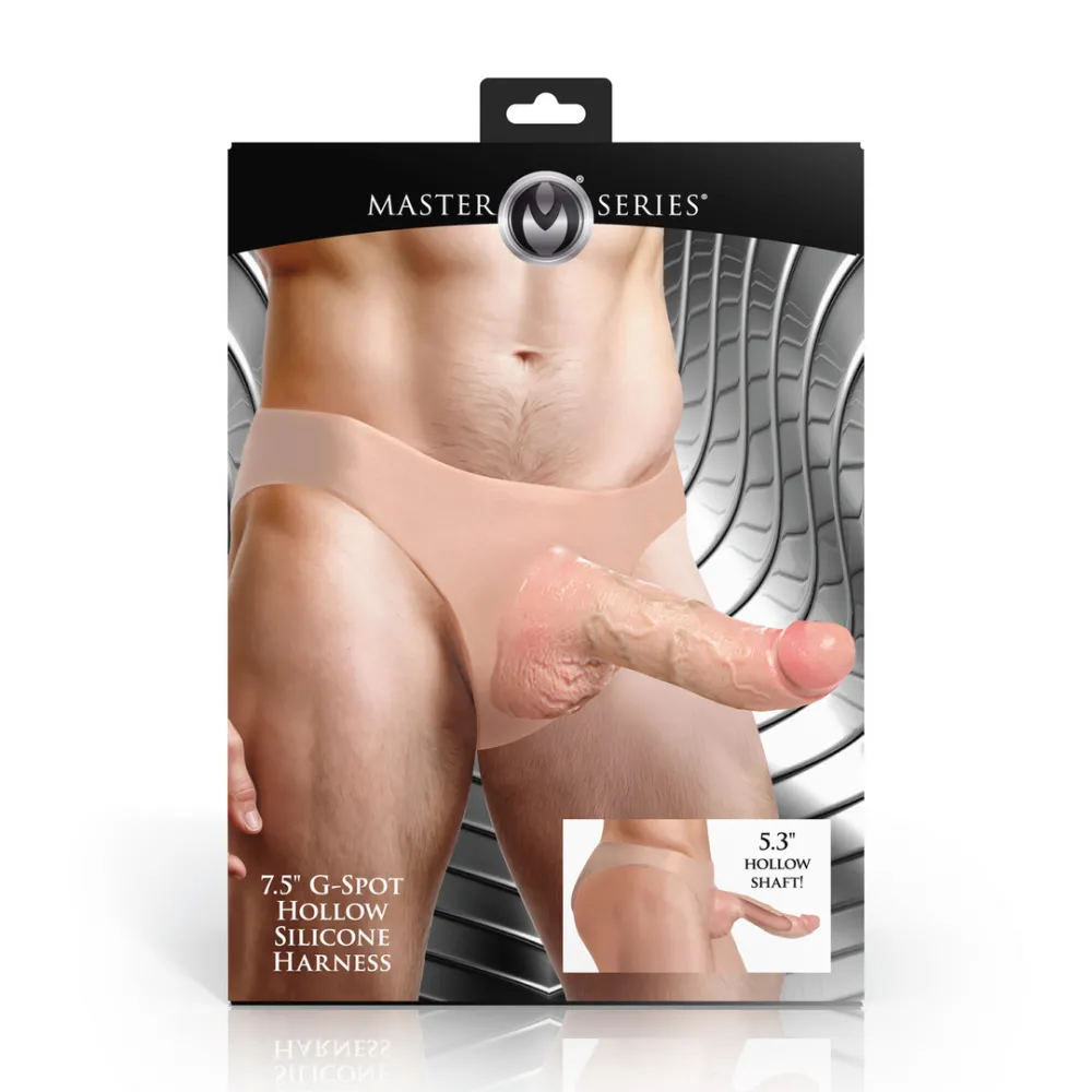 Gebogen Holle Siliconen Strap-On Harnas - 7,5 / 19 cm