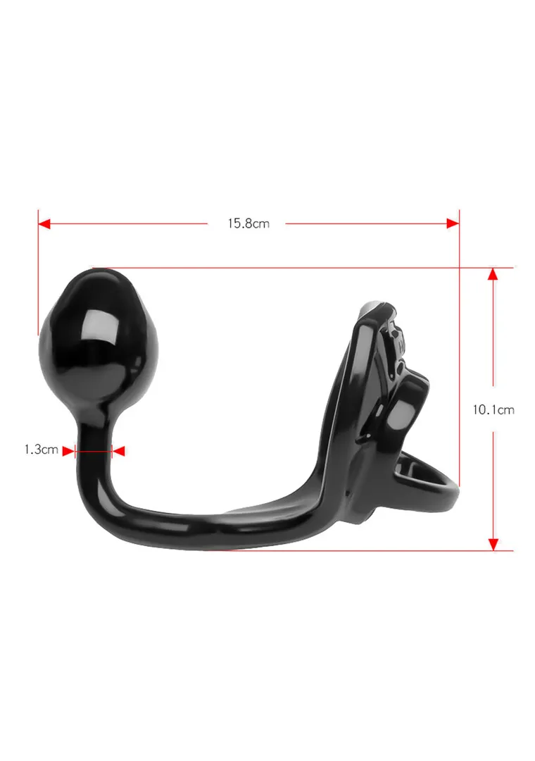 Armor Tug Lock - Cockring met Ball Strap en Butt Plug - Medium
