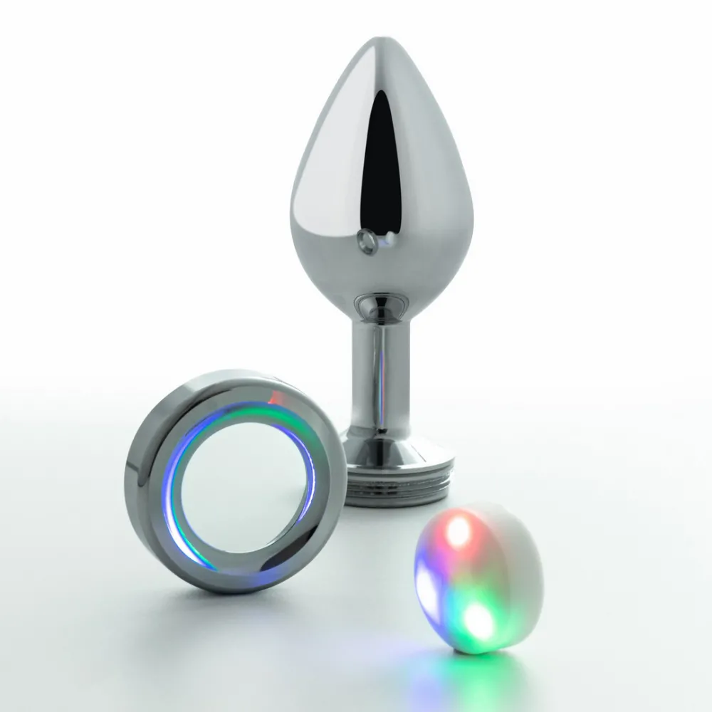 Borealis - Metalen Anale Plug met LED RGB - Klein - Zilver