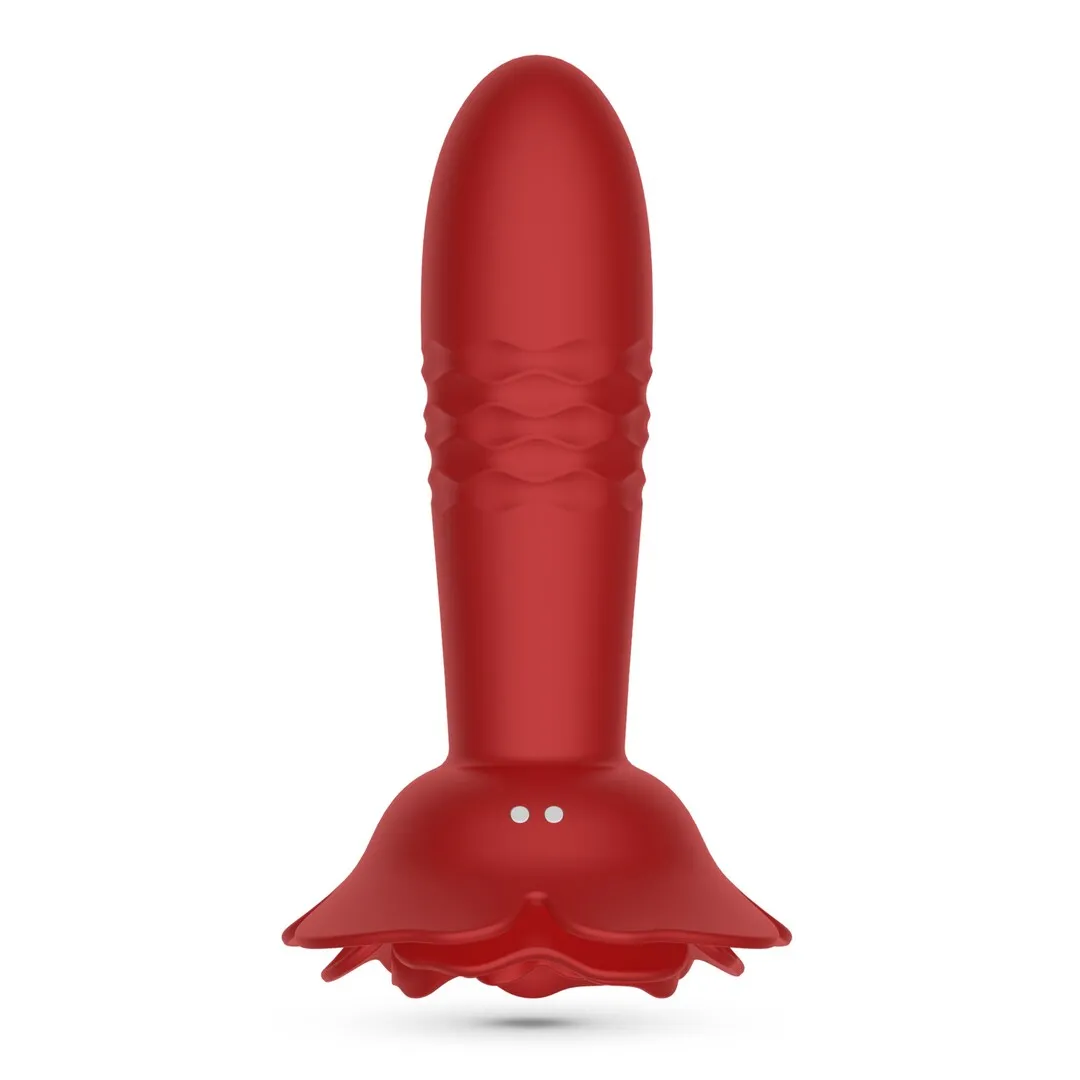 Romeo - Duwende Anale Rozenplug met Afstandsbediening - Rood