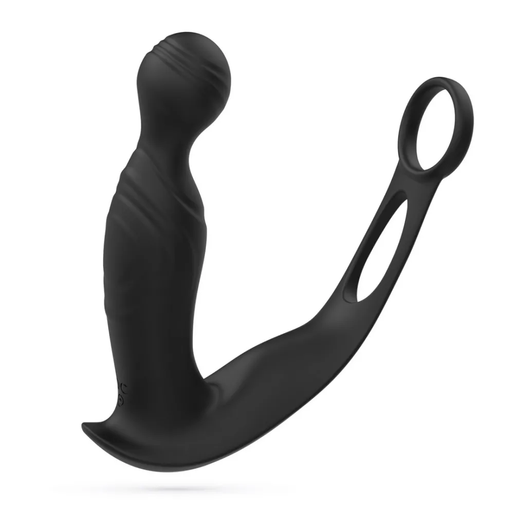 Flamma - Vibrerende Prostaatmassager met Balriem en Cockring - Zwart