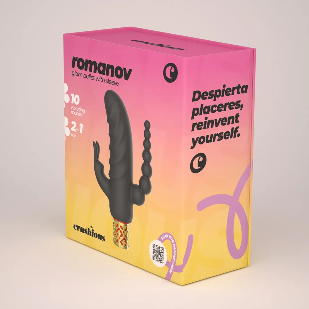 Romanov - Klassieke Vibrator met Verwijderbare Siliconen Huls - Zwart/Goud