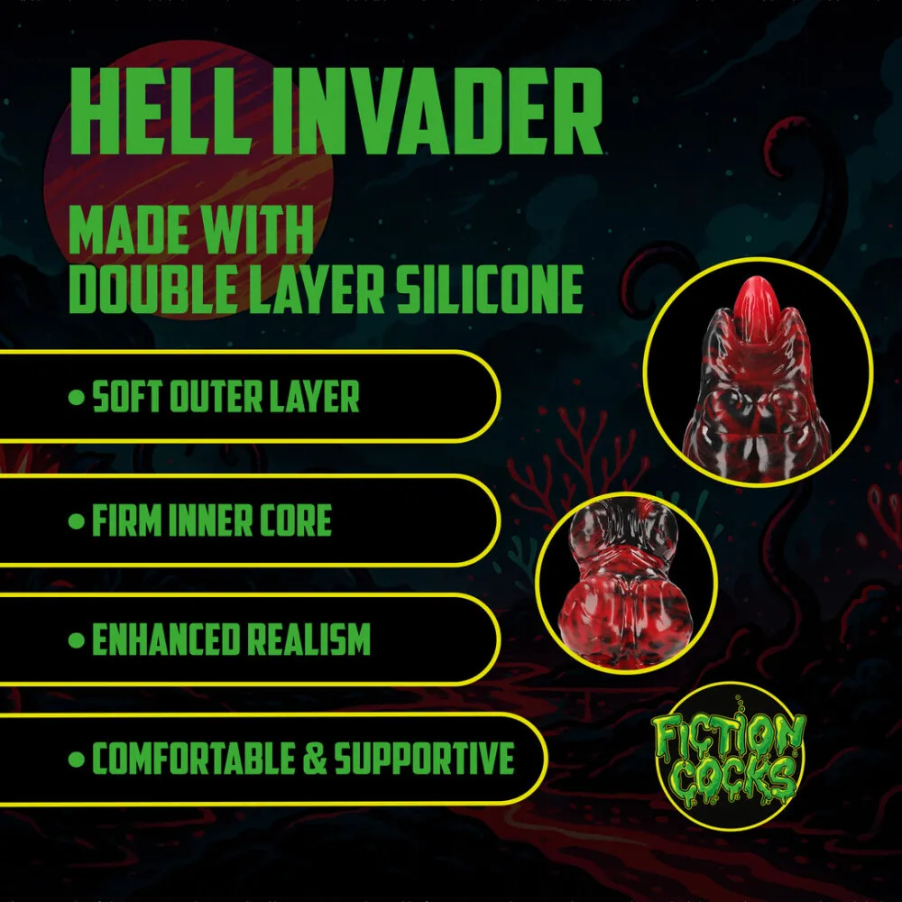 Hell Invader - Siliconen Dildo - Rood/Zwart