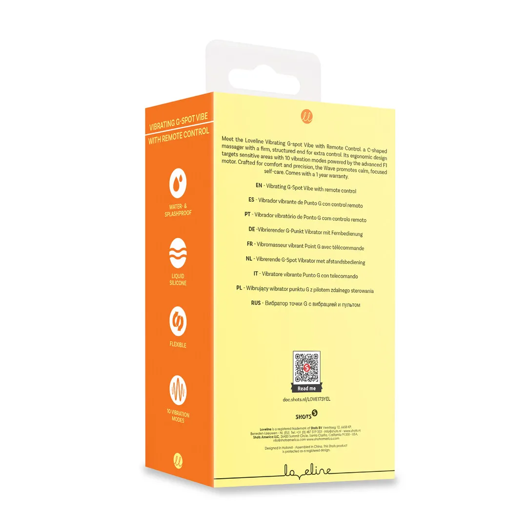 Vibrerende G-Spot Vibe met Afstandsbediening - Geel