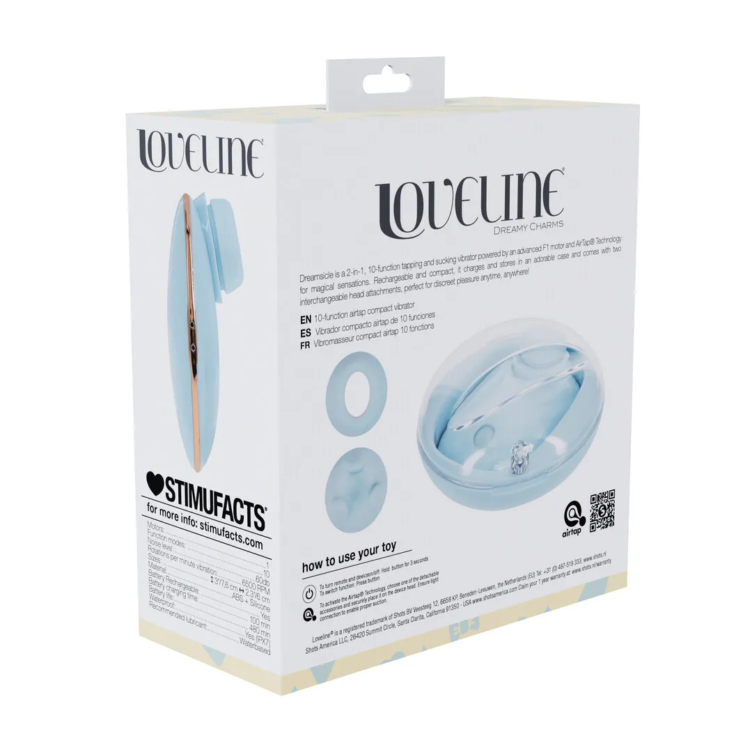 Dreamsicle - Compact AirTap Vibrator met Twee Hoofdaccessoires - Blauw