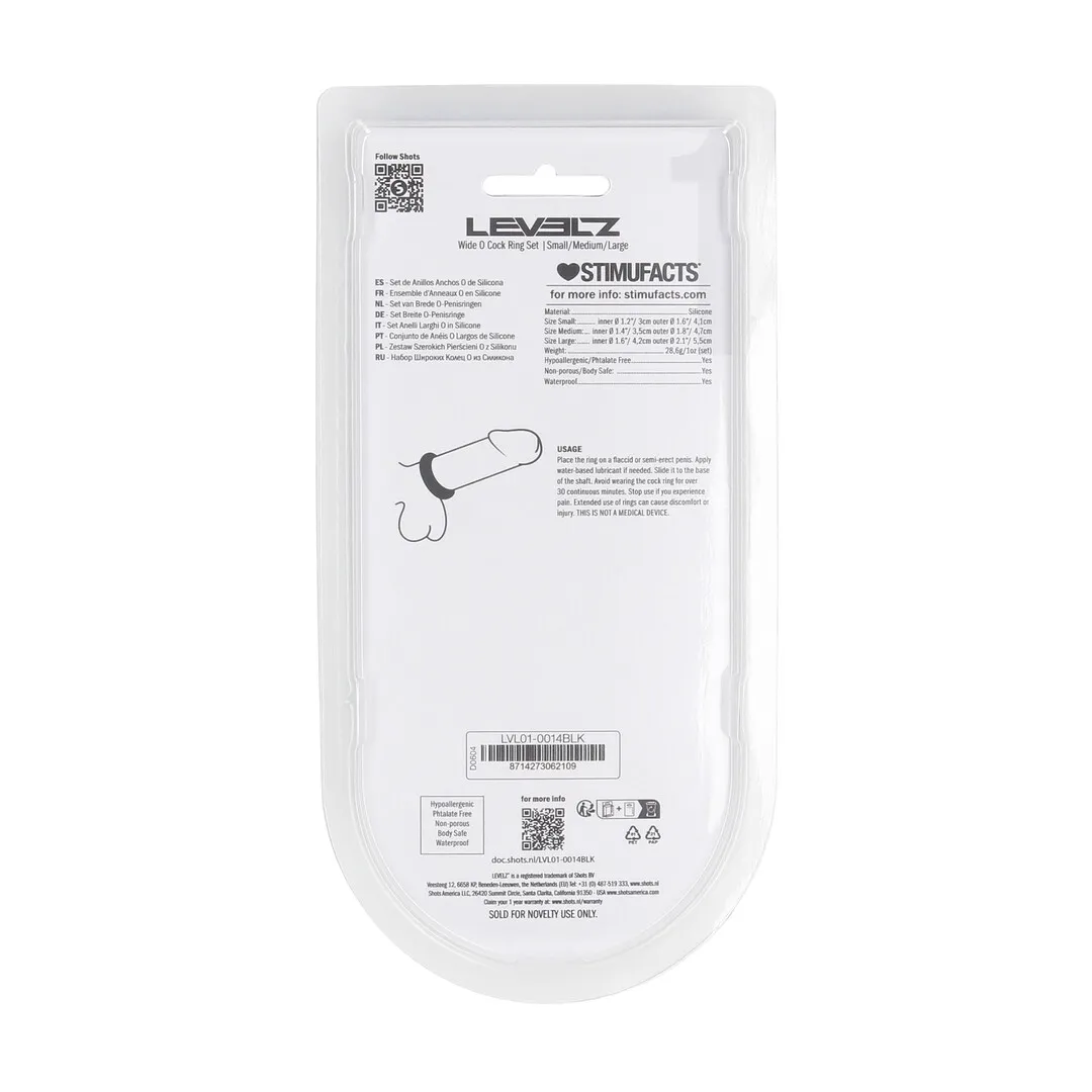 Wide O Siliconen Cockring Set van 3 - S/M/L - Zwart