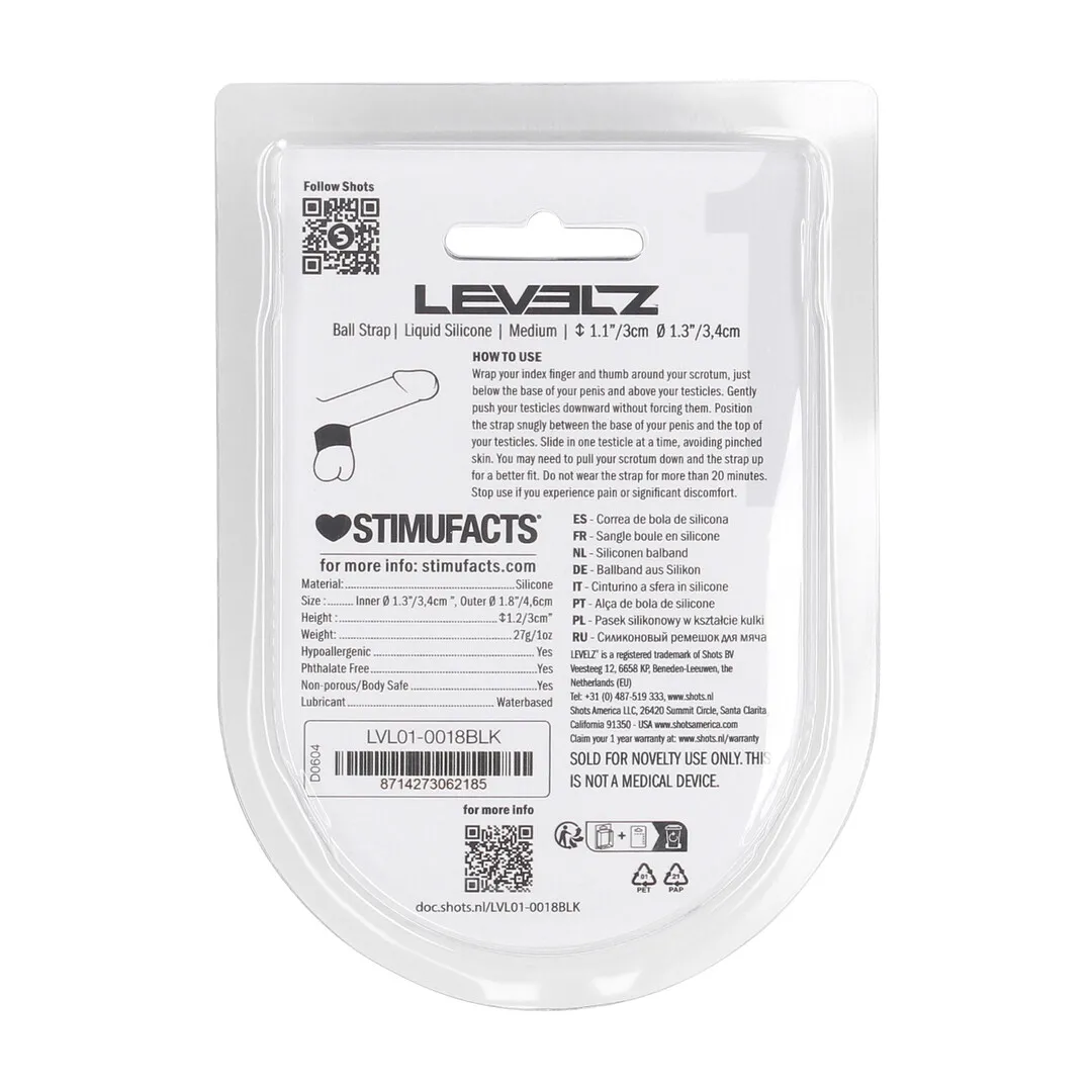 Vloeibare Silicoen Balriem - M - 34mm - Zwart