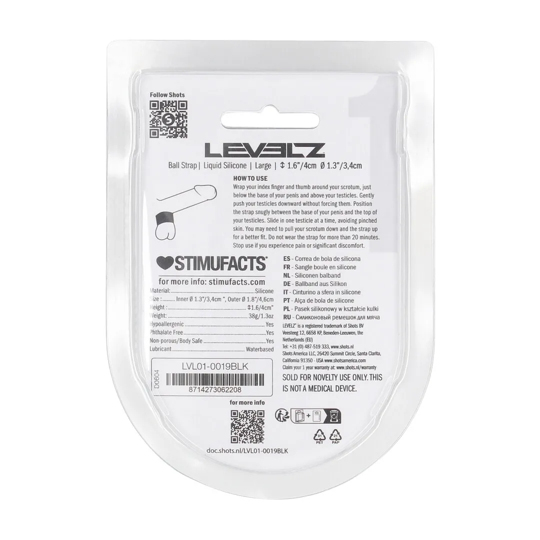 Vloeibare Siliconen Balriem - L - 34mm - Zwart