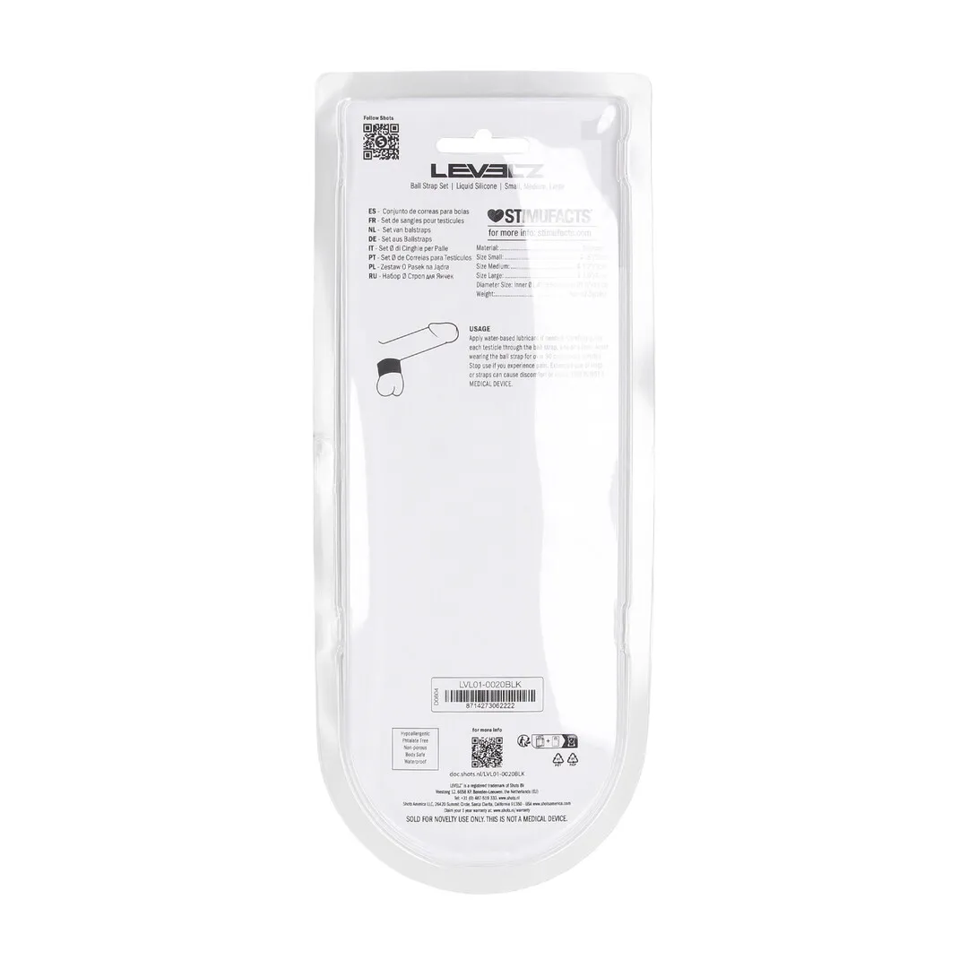 Vloeibare Siliconen Balriem Set van 3 - S/M/L - Zwart