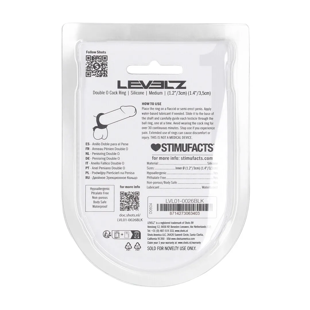 Double O Silicone Cockring - M - Zwart
