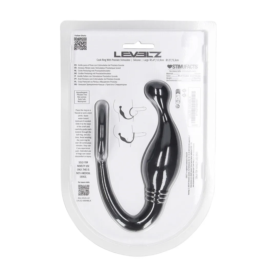Siliconen Cockring met Prostaatstimulator - L - Zwart