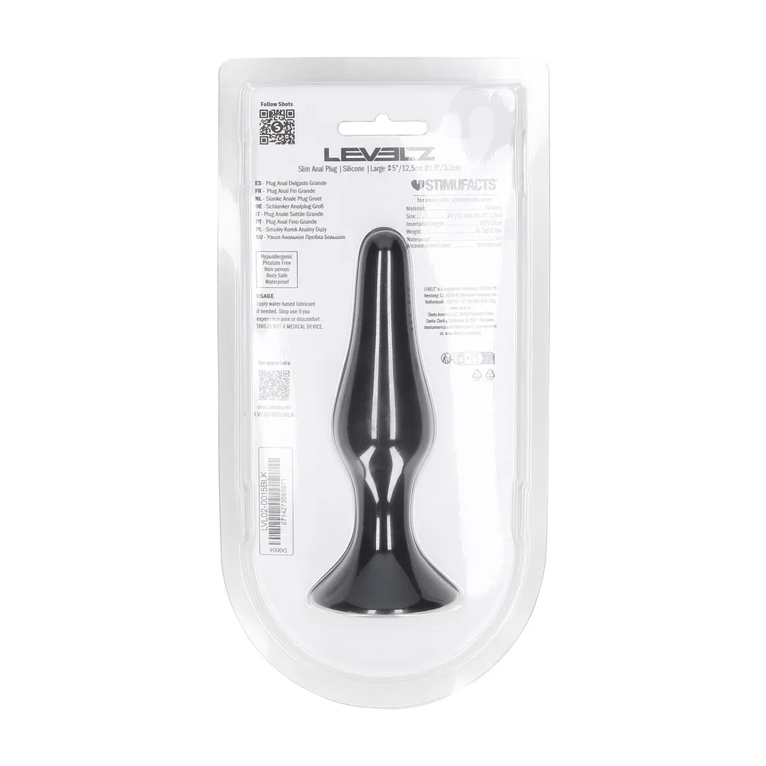 Slanke Siliconen Anale Plug - L - Zwart