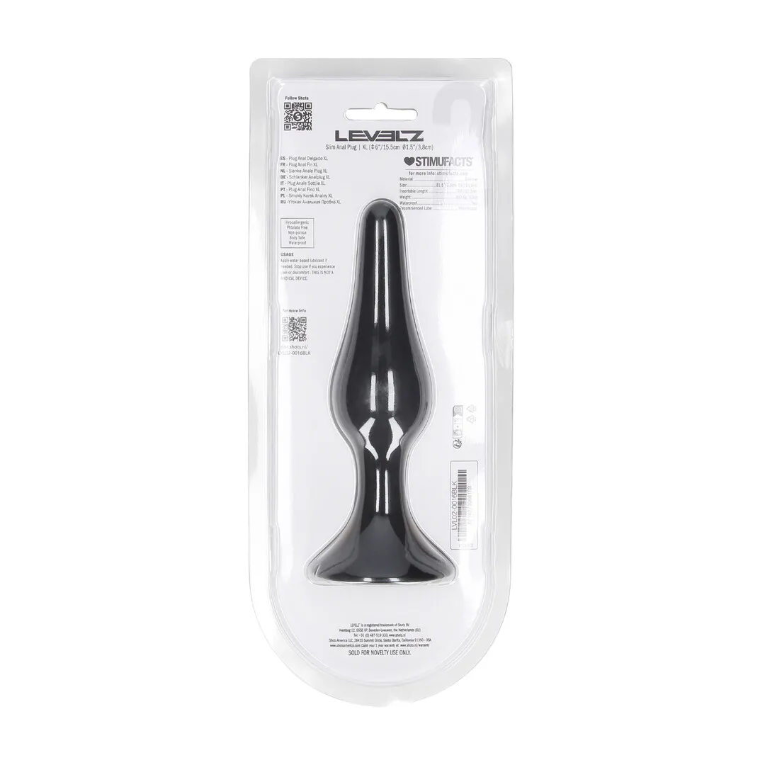 Slim Siliconen Anale Plug - XL - Zwart