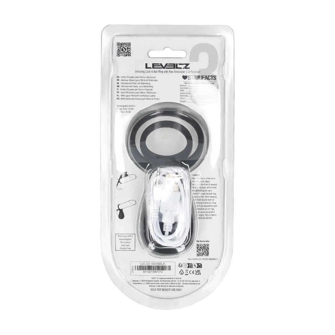 Vibrerende Cock- en Ballring met Pootstimulator - Zwart