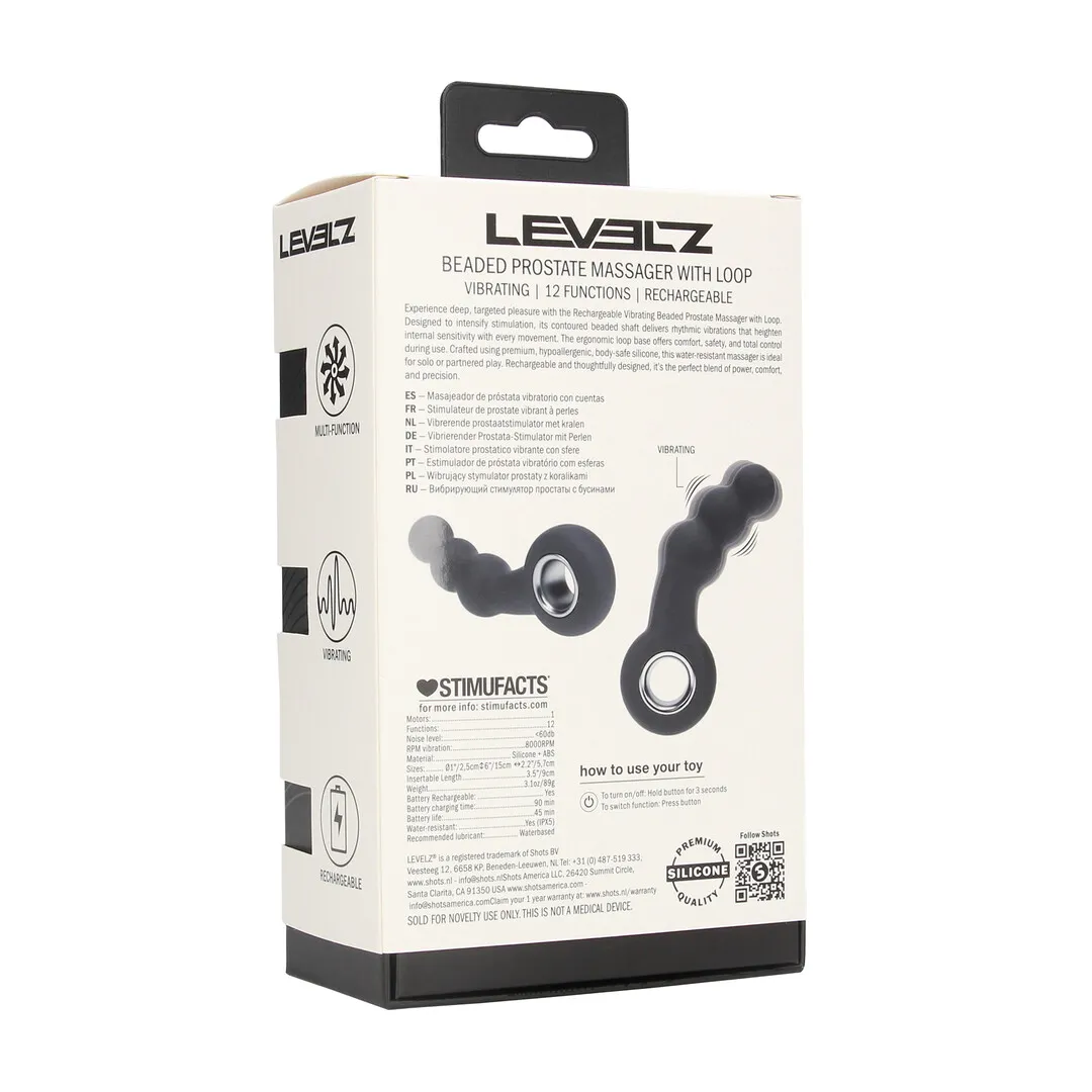 Vibrerende Parelsilicone Prostaatmassager met Lussysteem - Zwart