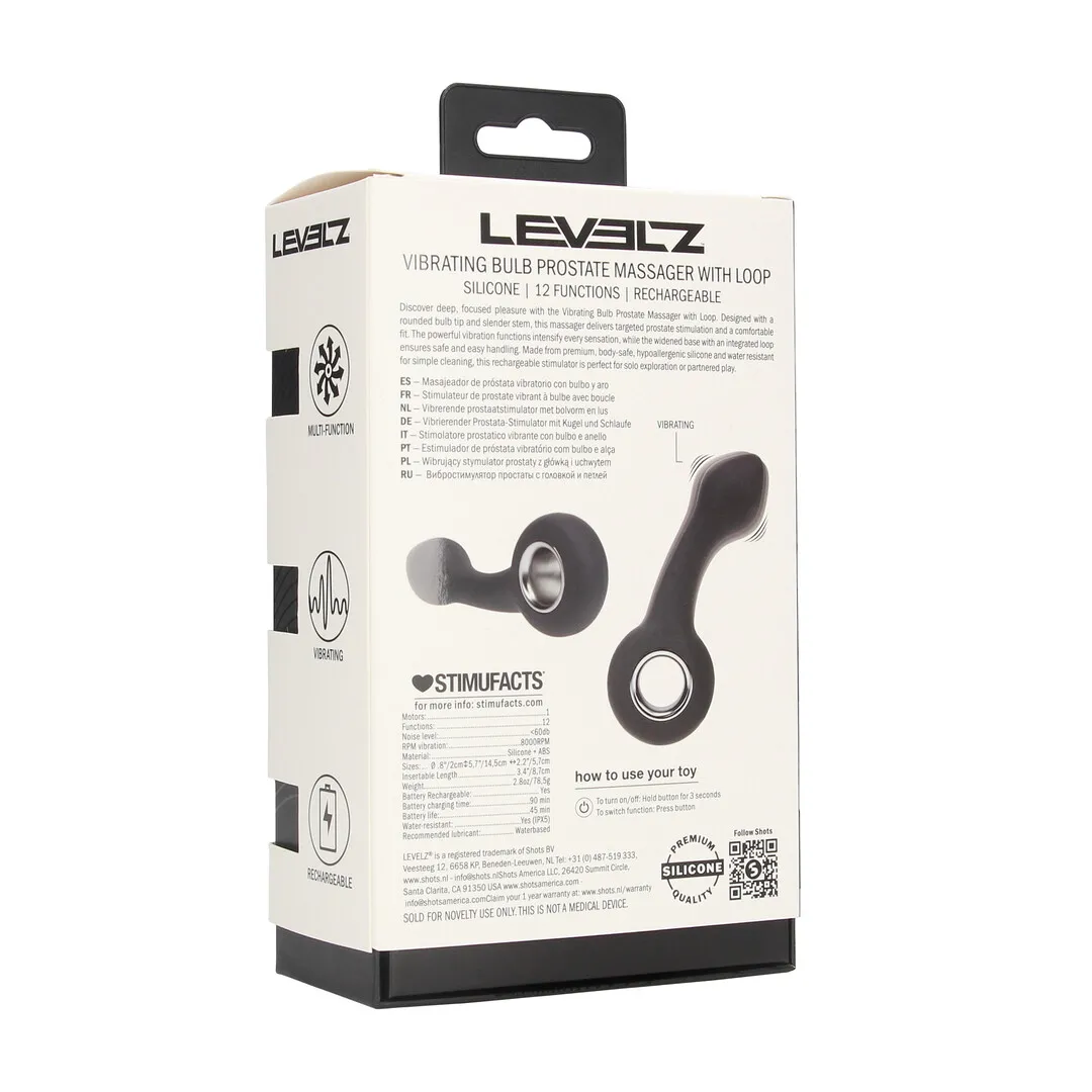 Vibrerende Bulb Silicone Prostaat Massager met Lus - Zwart