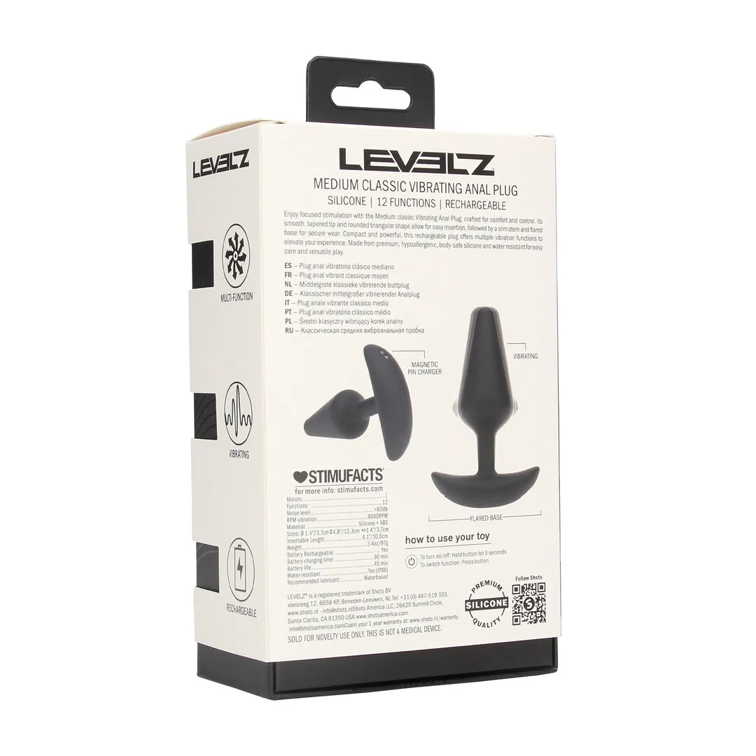 Classic Vibrerende Silicone Anale Plug - M - Zwart
