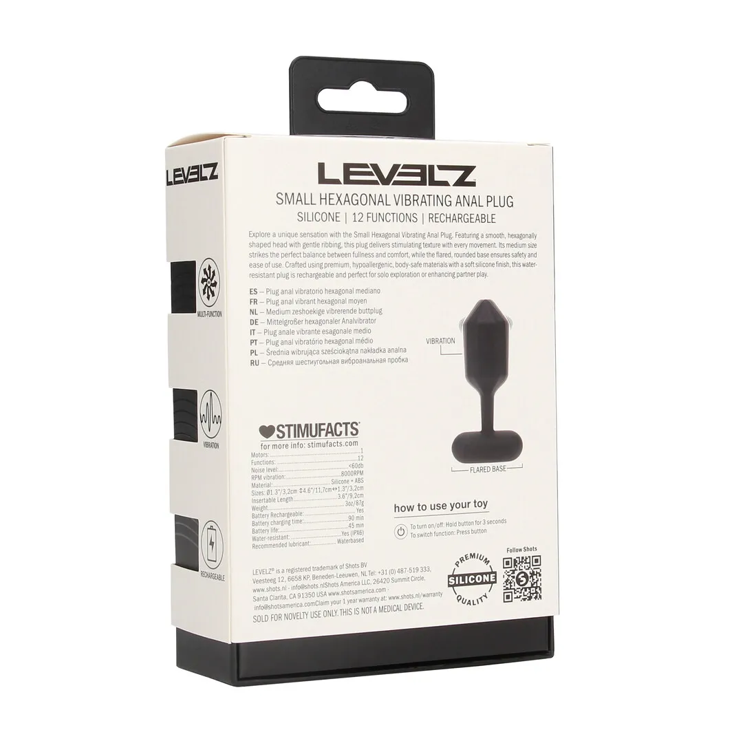 Hexagonale Vibrerende Silicone Anale Plug - S - Zwart