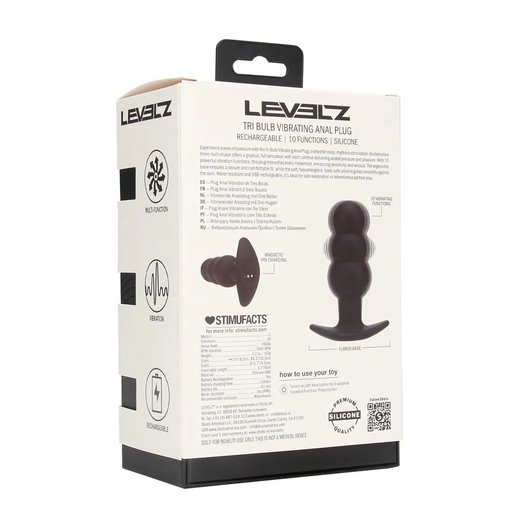 Tri Bulb Vibrerende Siliconen Anale Plug - Zwart