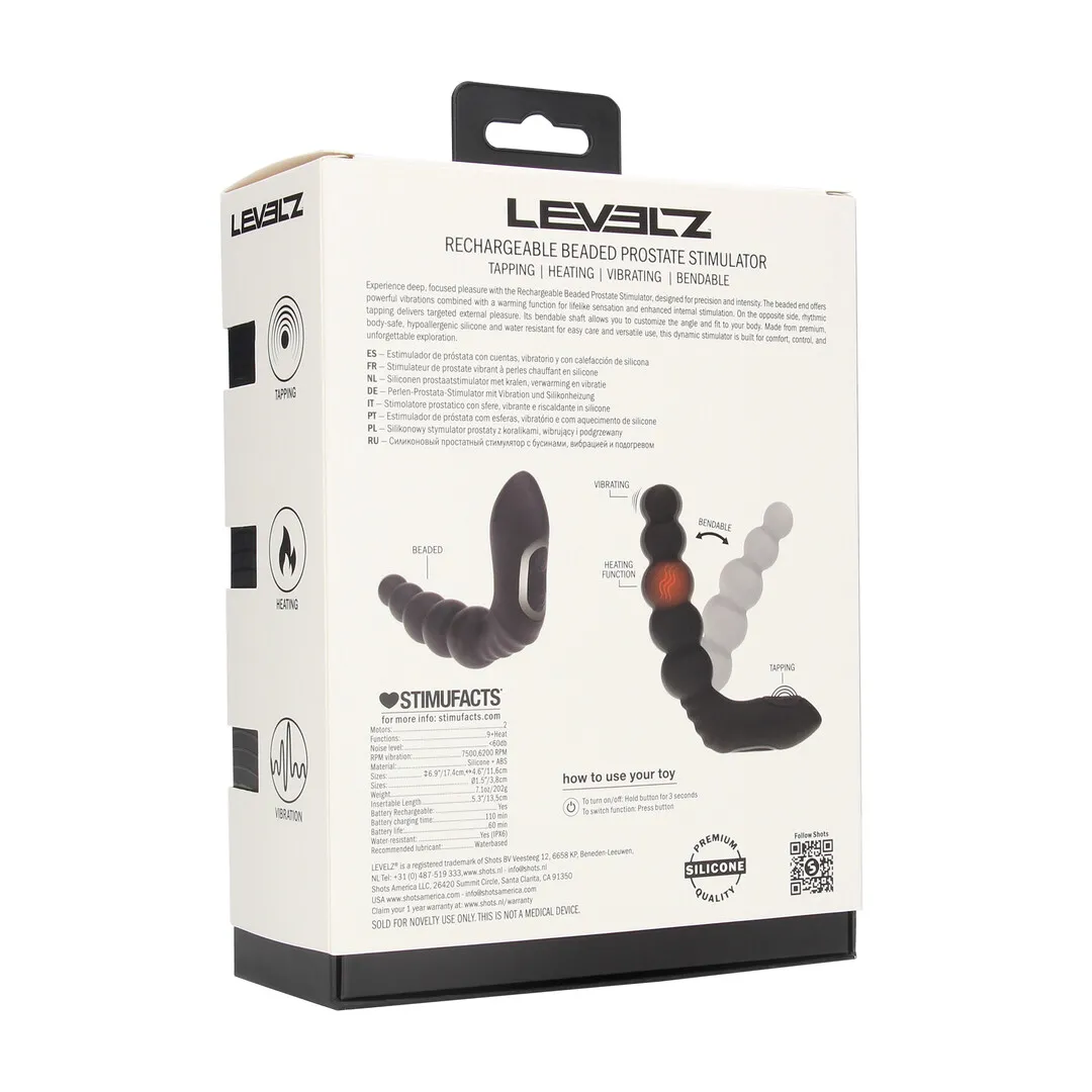 Vibrerende Verwarmende Buigbare Tapping Beaded Siliconen Prostaat Stimulator - Zwart