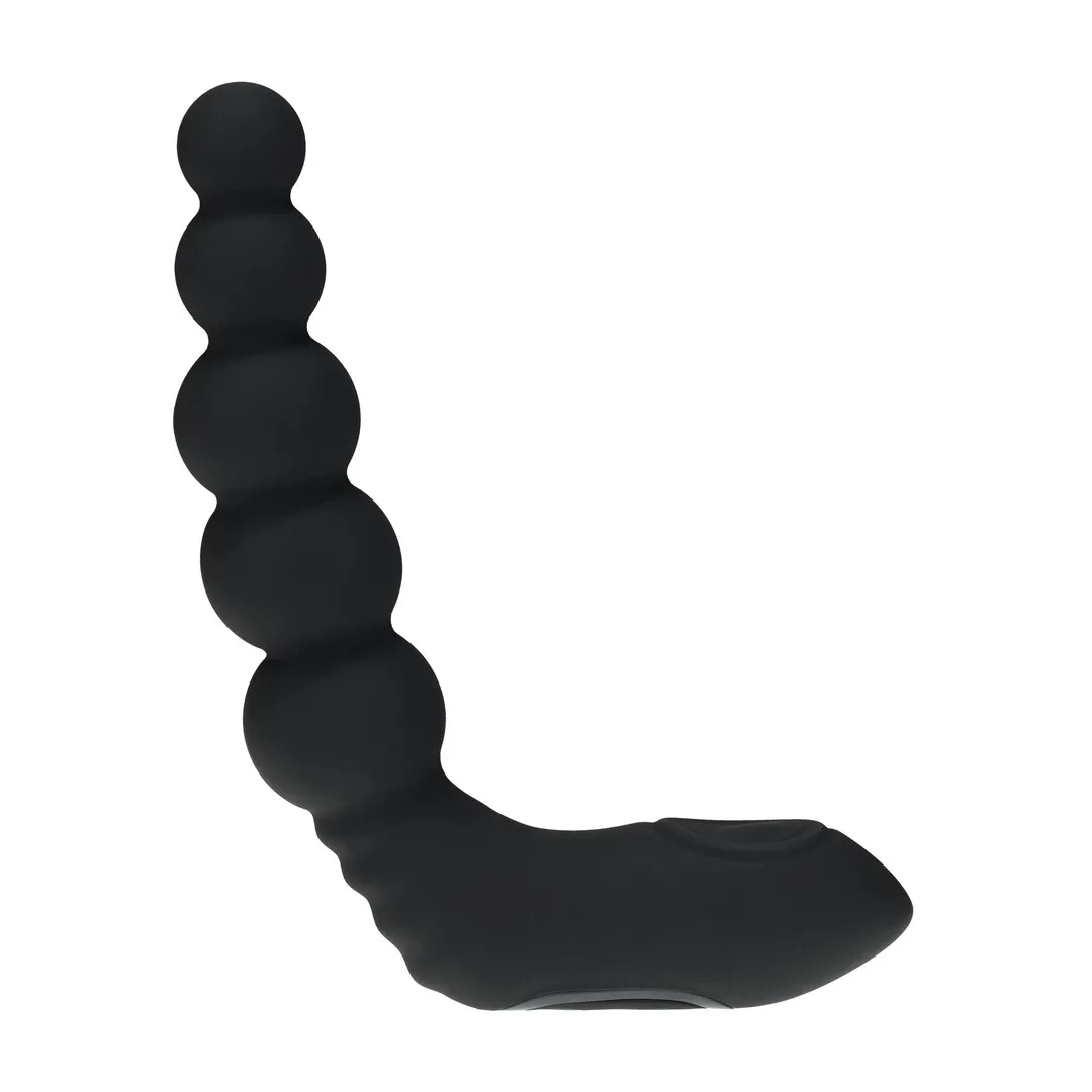 Vibrerende Verwarmende Buigbare Tapping Beaded Siliconen Prostaat Stimulator - Zwart