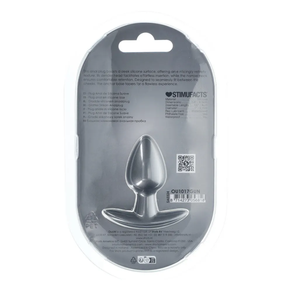 Zachte Siliconen Anale Plug - Klein - 2,6 / 6,5 cm - Gunmetal