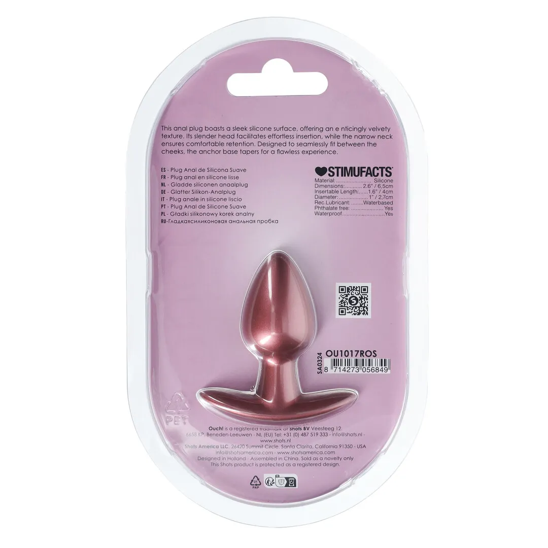 Zachte Silicone Anale Plug - Klein - 2,6 / 6,5 cm - Roségoud