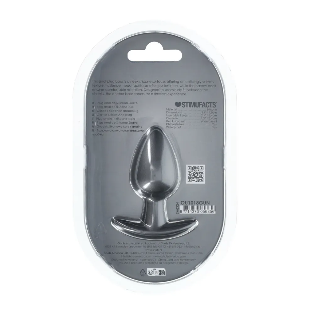 Zachte Siliconen Anale Plug - Medium - 3,1 / 7,9 cm - Gunmetal